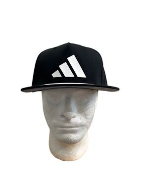 adidas Black and White Flat Brim Snapback Hat